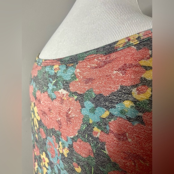 LuLaRoe Julia Dress Gray with Multicolored Florals Midi Form Fitting - Picture 6 of 7